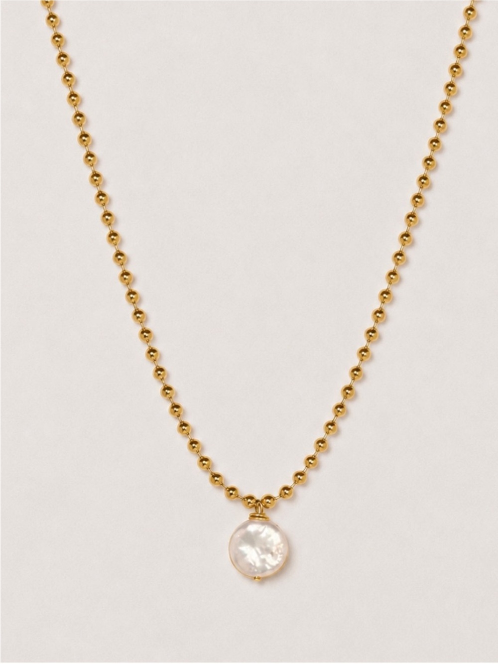 New! Gold Ball Chain Freshwater Pearl Pendant Necklace NWOT 5067